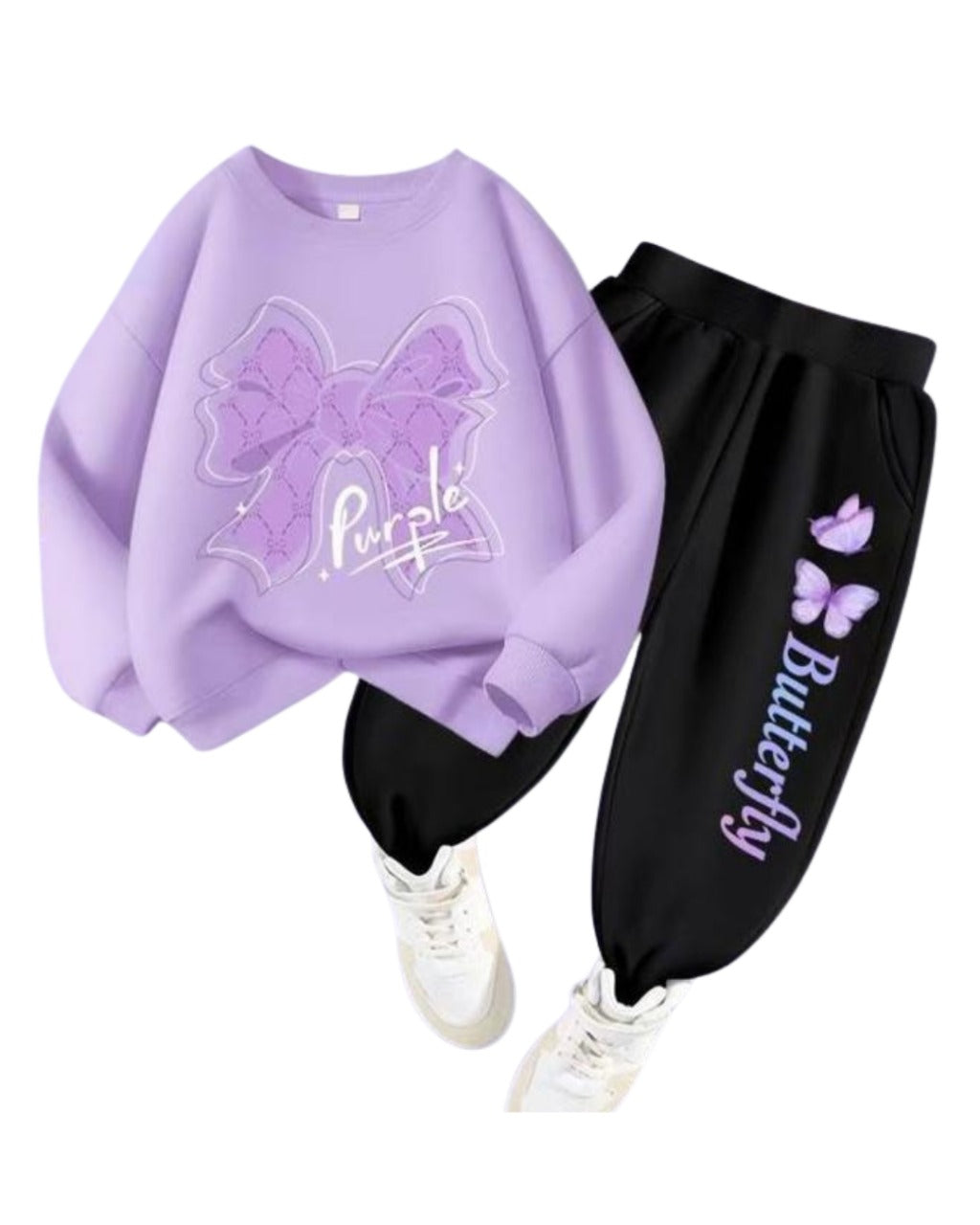 Image of PURPLE BUTTERFLY FLEECE TRACKSUIT